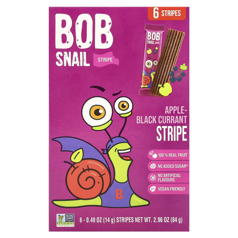 Bob Snail Fruit Stripe Apple Blackcurrant 6 Pack - Short Dated